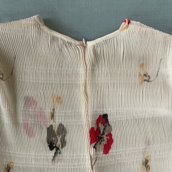 Ganni Lowell Pleated Floral-print Crepe Mini Dress In White Ruffled Sz38 - Picture 7 of 10